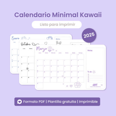 Calendario Minimal Kawaii 2025