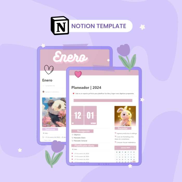 PLANTILLA_BASICA_NOTION Planeador Básico Cute - Plantilla Notion